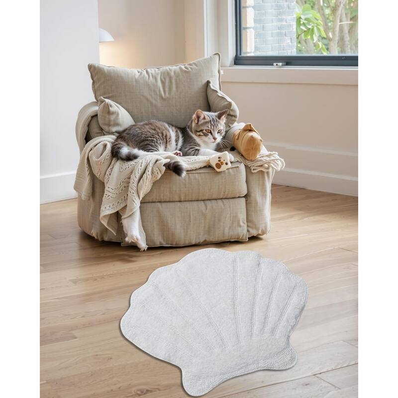 Better Trends Seashell Bath Rug 100% Cotton Absorbent Reversible Bathroom Mat Marilyn Collection