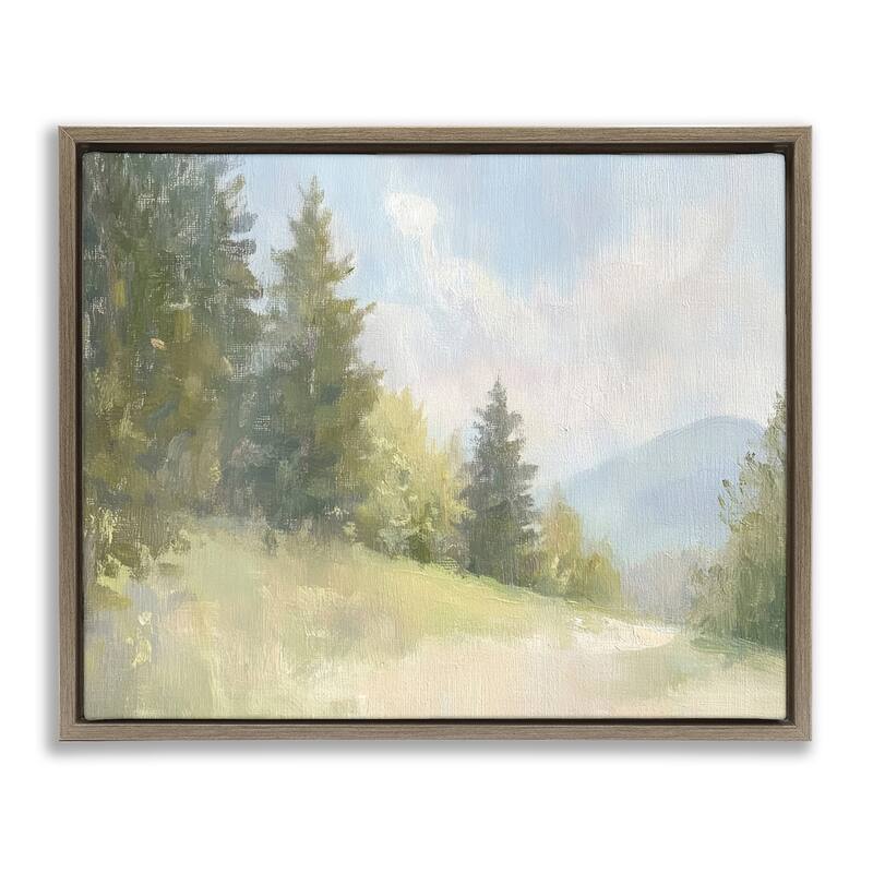 Stupell Meadow Of Green Landscape Framed Floater Canvas Wall Art Design By Petal Prints Design - 21 x 17 - Brown