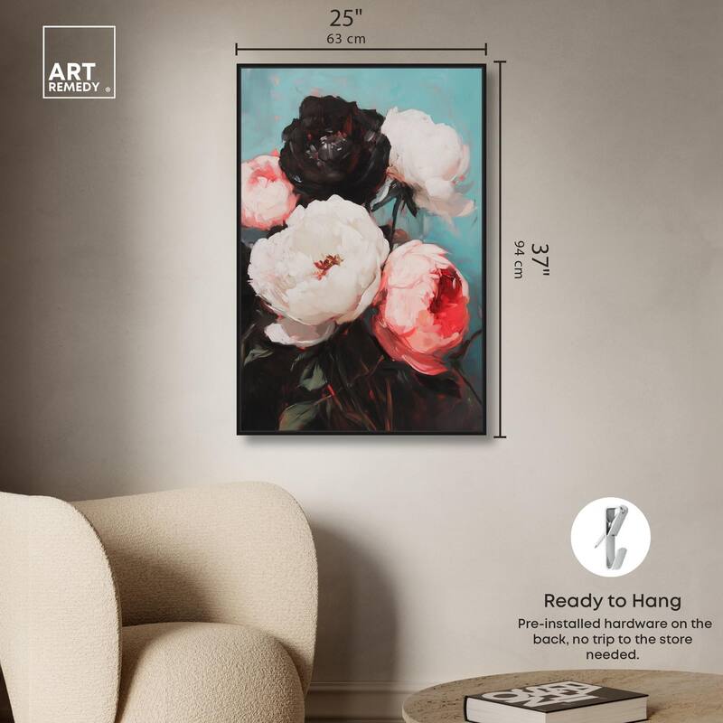 Three Shades of Peony III Canvas by Art Remedy