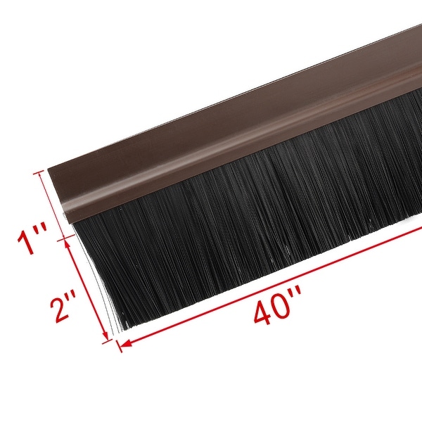 Self-Adhesive Door Bottom Sweep White w 2-inch Black Brush 39-inch x 2.9-inch