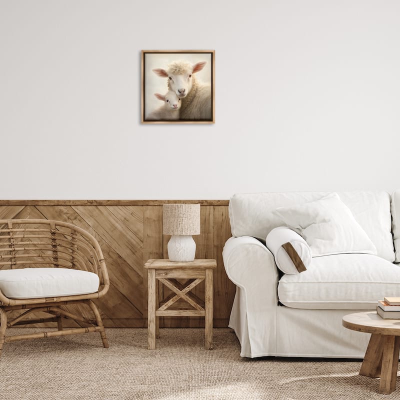 Stupell Lamb & Sheep Cuddles Framed Floater Canvas Wall Art Design By Heidi Kuntz