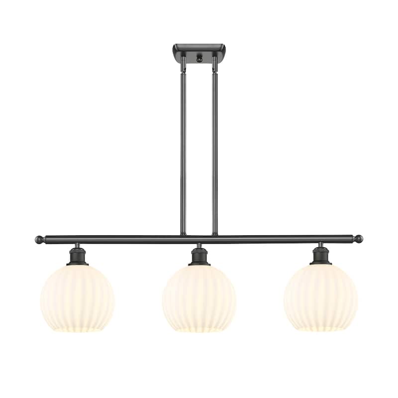 Innovations Lighting 516-3I-11-36-White Venetian-Indoor Pendant Large - Oil Rubbed Bronze / White Venetian