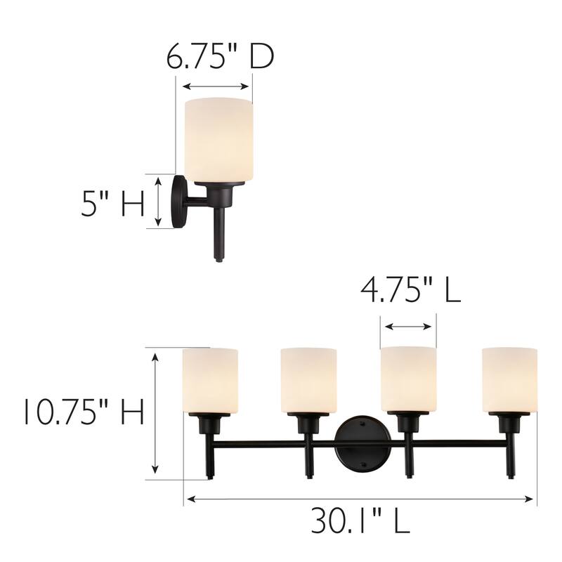 Aubrey Transitional 4-Light Indoor Bathroom Vanity Light - Matte Black
