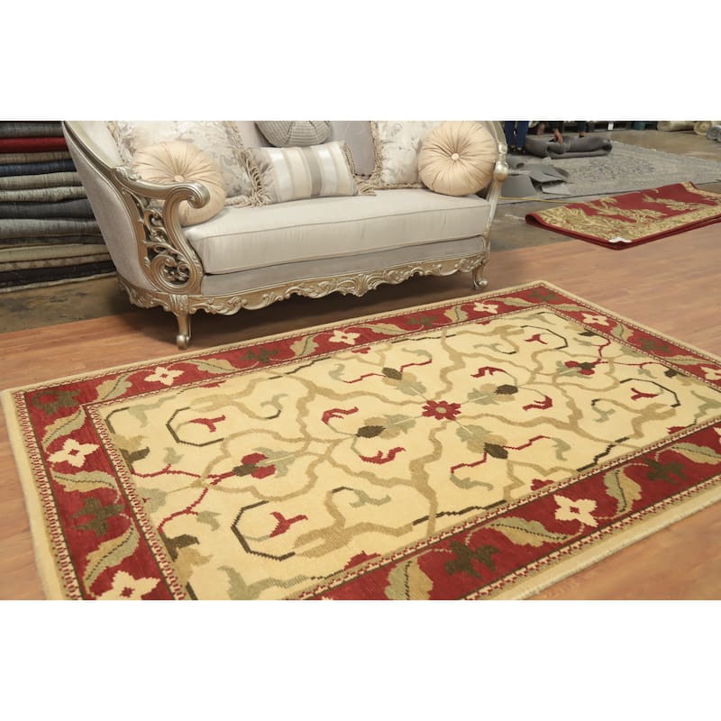 Handmade Floral Indian Area Rug 6x9 - 9' 2'' X 5' 7''