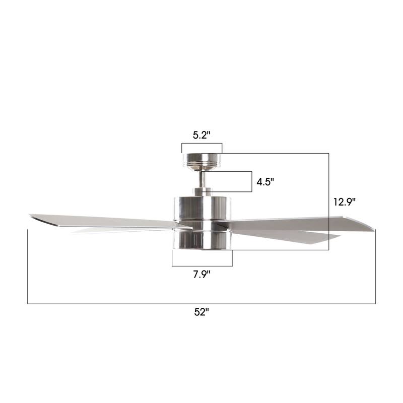 52" Chrome Wood Intergated LED Modern Ceiling Fan with Light and Remote