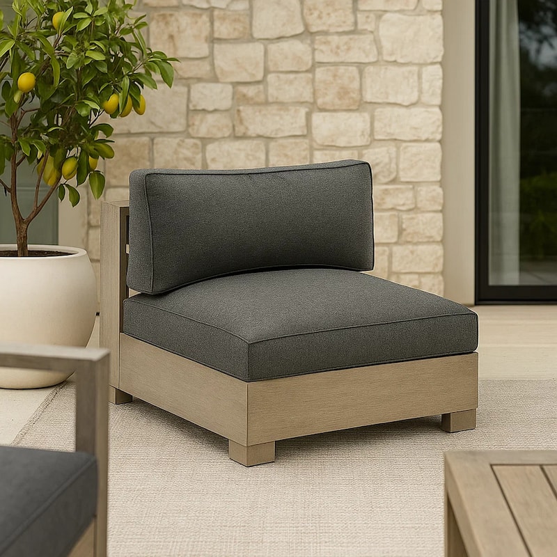 Mayo Outdoor Modular Armless Chair, Dark Gray Nuvella Fabric, Brown