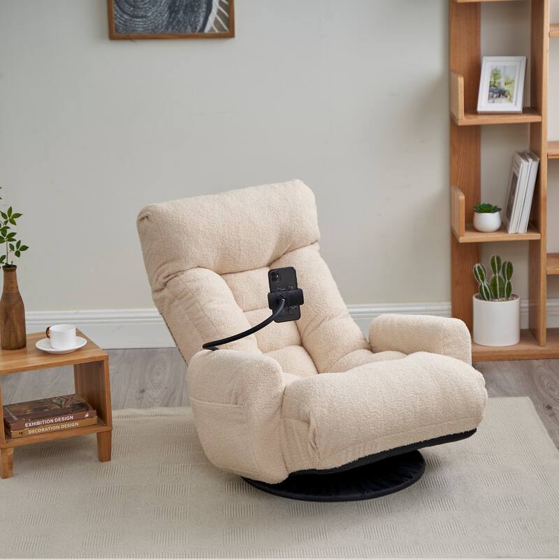 Adjustable Lounge Sofa Chair with 360° Rotating Base and Built-In Phone Holder