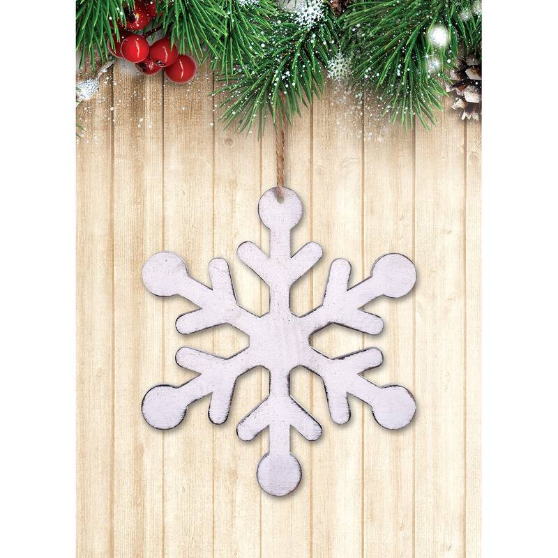 Wood Snowflake 6", Set of 4