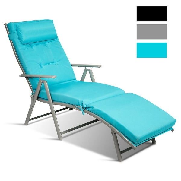 Outdoor Lightweight Folding Chaise Lounge Chair-Blue - Blue - Overstock