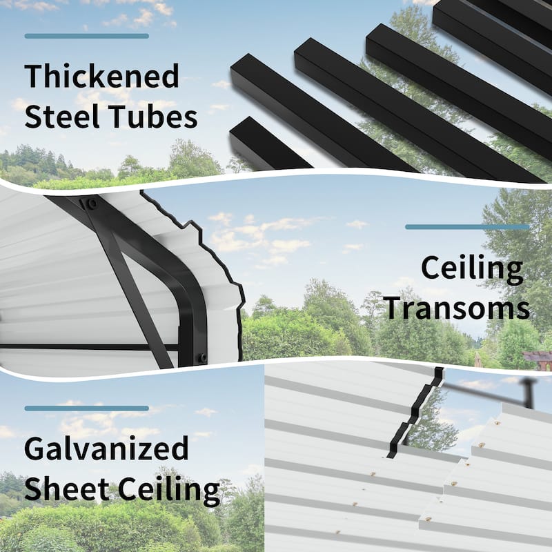 Futzca 12x20 ft Metal Carport, Outdoor Shelter Canopy