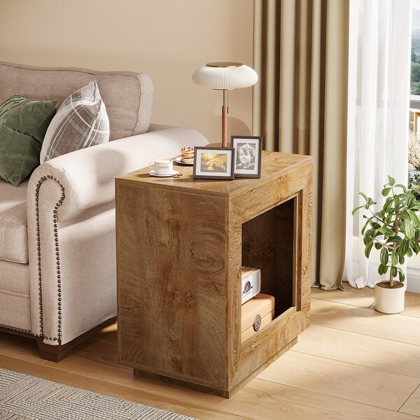 23.62-inch Rectangular Farmhouse Wood Side End Table for Living