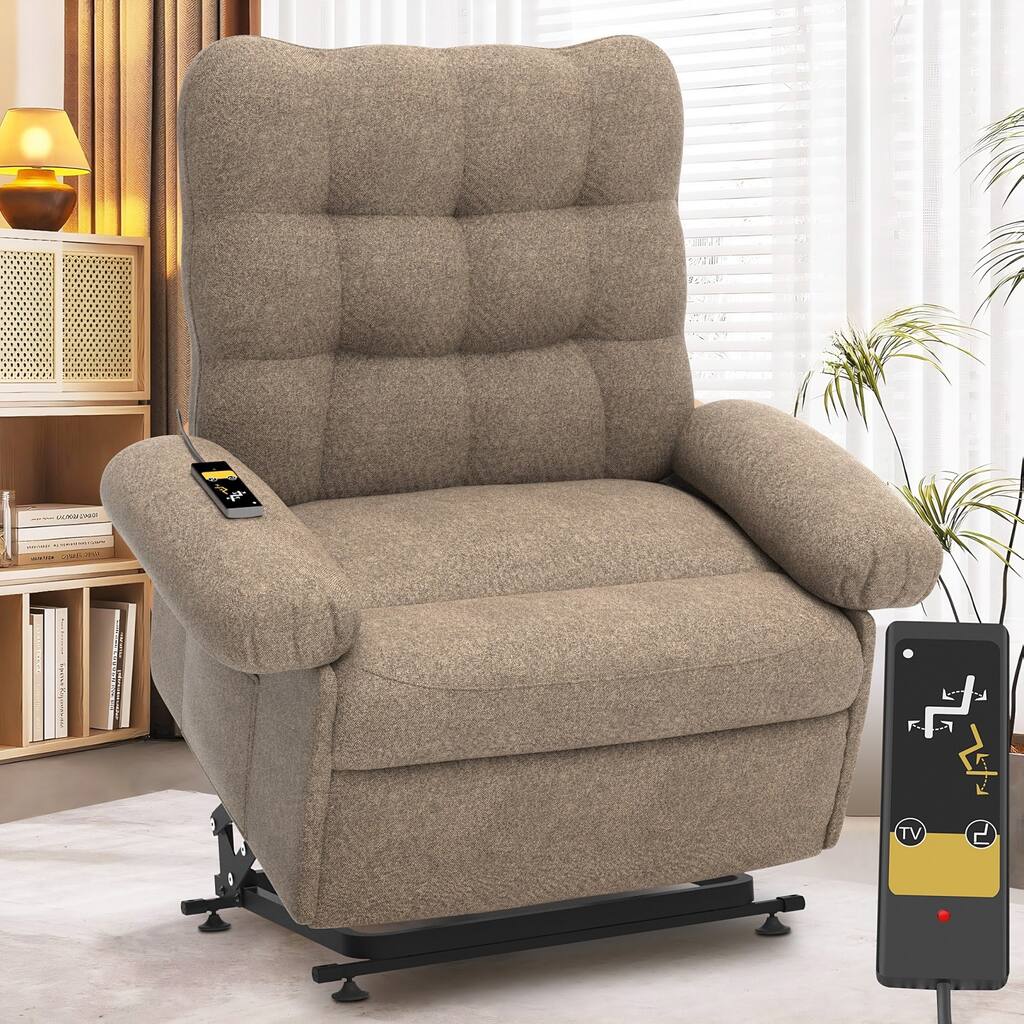 Power Lift Recliner Chair W/Remote Control And Side Pocket For Elderly