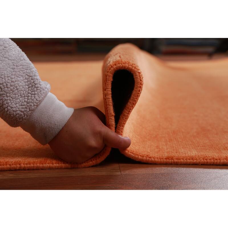 Hand Knotted Oriental 100% Wool Carpet Modern Solid Oranges & Rust Gabbeh Area Rug - 12' 2'' X 9' 0''