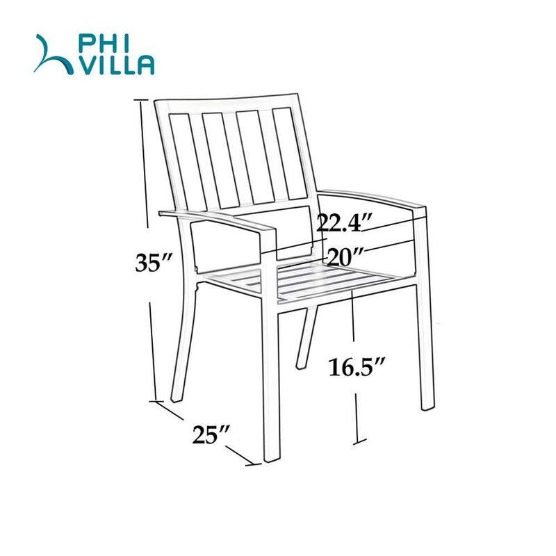 MAISON ARTS 3-Piece Umbrella Base Table & 2 Stackable Chairs Patio Bistro Set