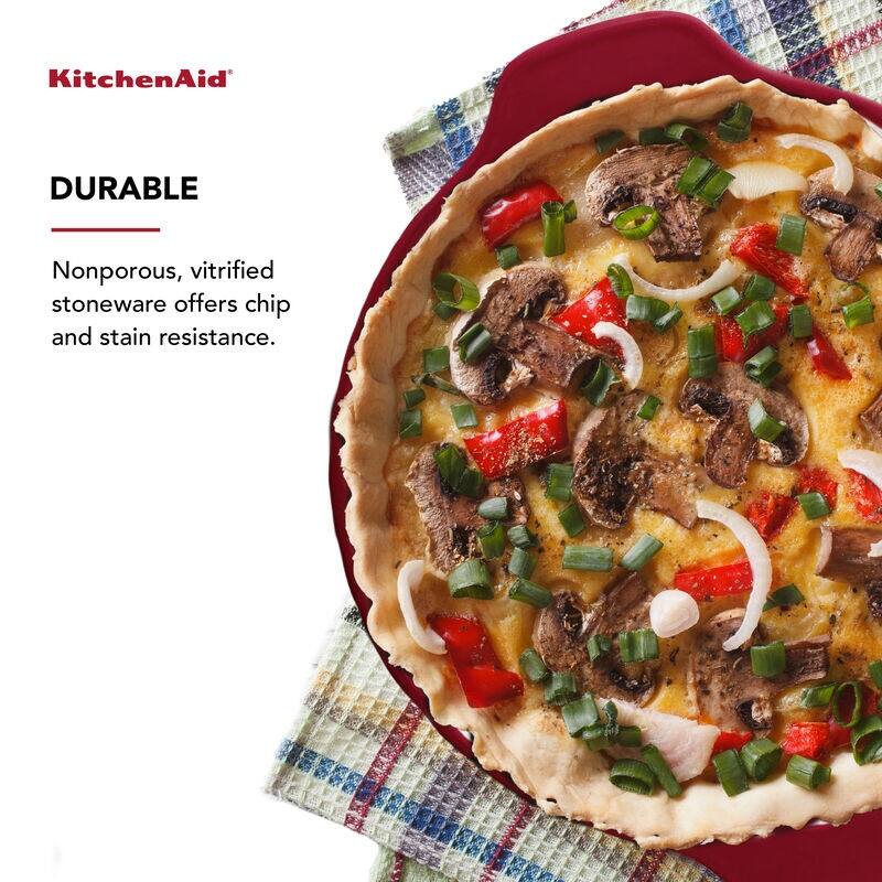 KitchenAid Vitrified Stoneware Pie Plate, 9 Inch, Red