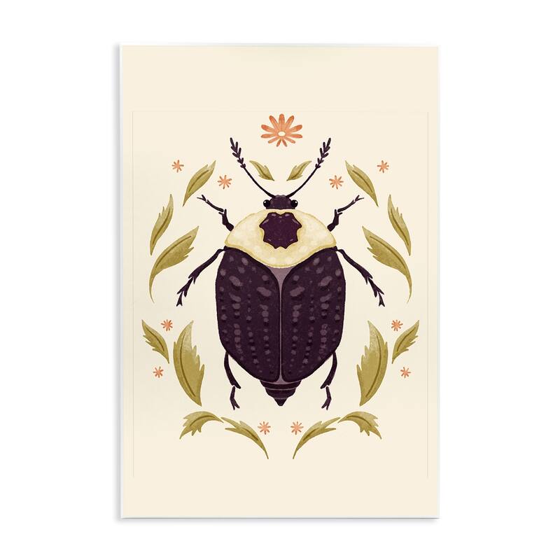 Stupell Black Beetle with Leaves Wall Plaque Art Design By Hannah Moren - 10 x 15