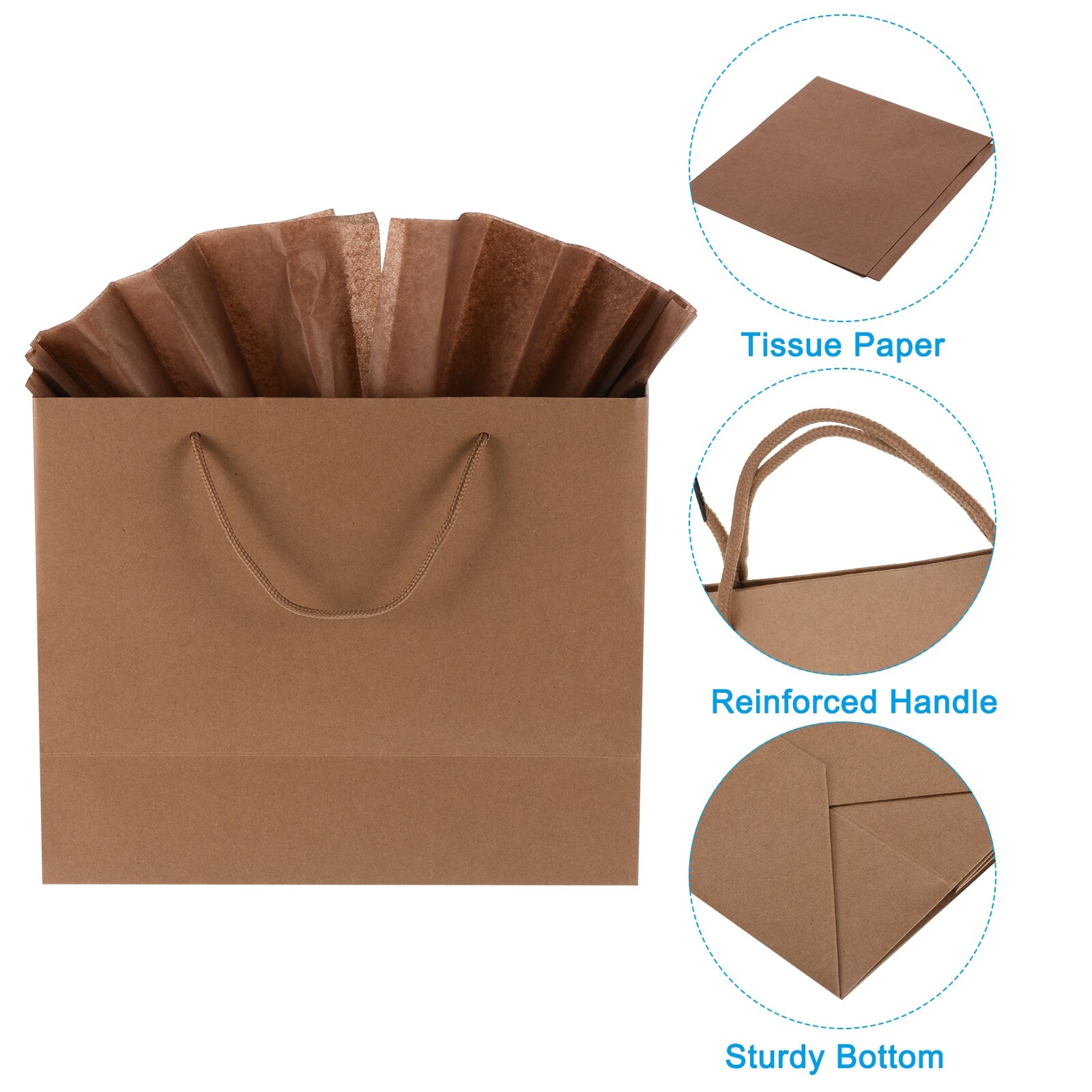 12 Set Favor Gift Bags Goodie Tote with Brown Tissue Paper - Bed Bath &  Beyond - 39587269