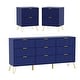 preview thumbnail 10 of 17, 9 Drawer Dresser and Night Stand Sets for Bedroom Set of 2 Navy Blue
