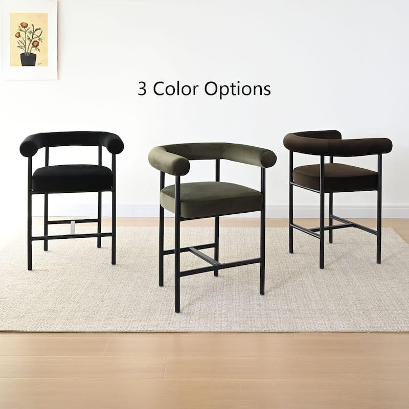 24" Seat Height Velvet Counter Stools (Set Of 2)
