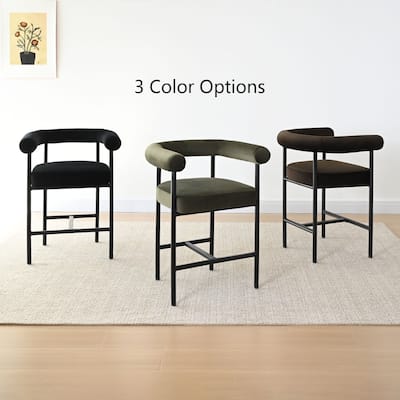 24" Seat Height Velvet Counter Stools (Set Of 2)