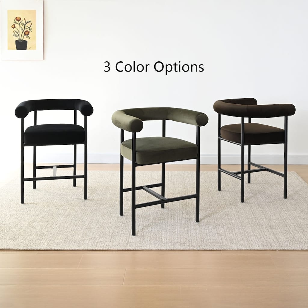 24" Seat Height Velvet Counter Stools (Set Of 2)