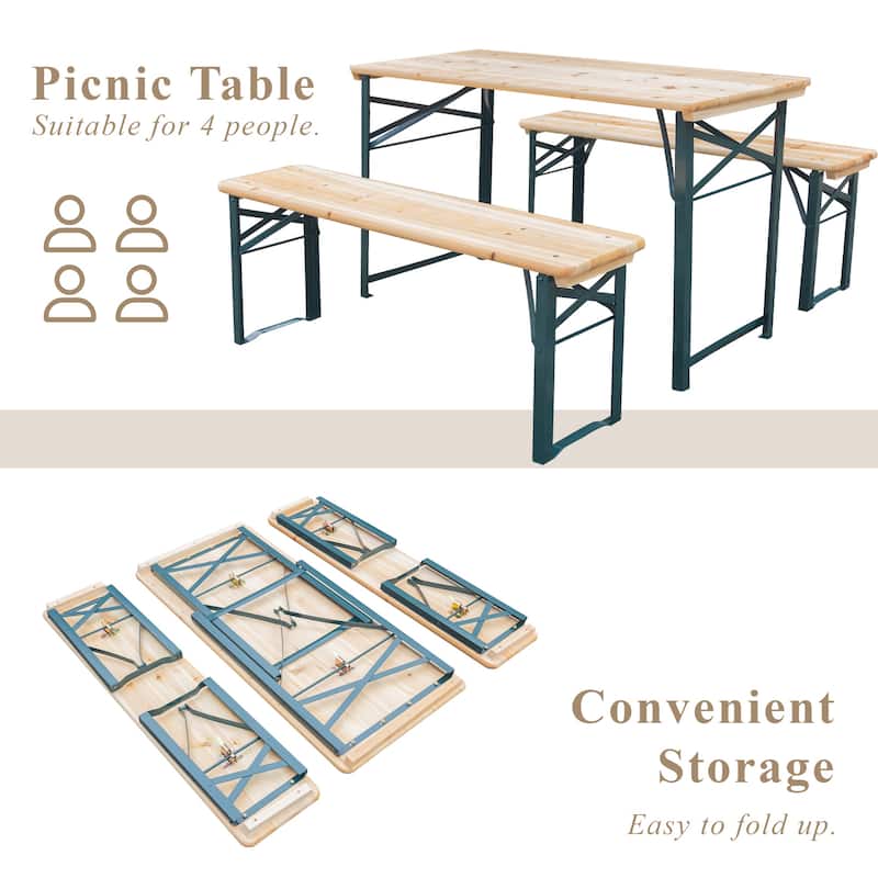 Erommy Metal Folding Outdoor Dining Table, Premium Rectangle Patio Dining Set for Backyard, Porch, Lawn, and Garden