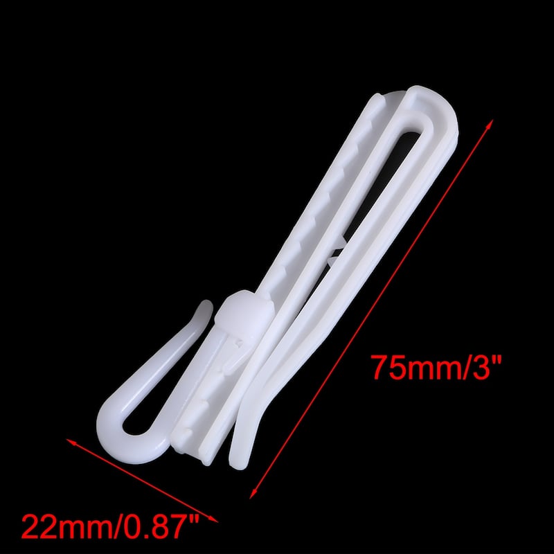 25Pcs Plastic Adjustable Depth Pinch Pleat Locking Curtain Tape Clip Hooks White