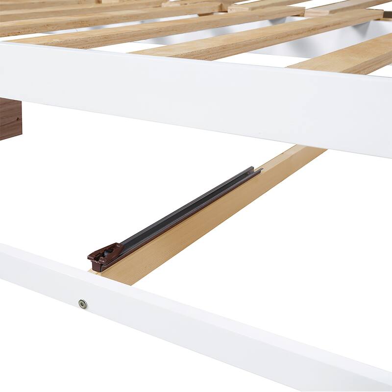 Wooden Twin Daybed Frame with Trundle Bed and Two Storage Drawers, Extendable Sofa Bed Frame, Twin to King Daybed