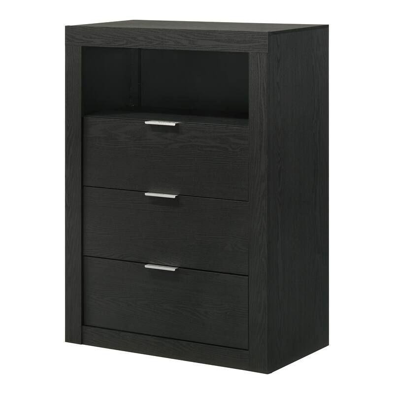 Furniture of America Merro Modern Solid Wood 3-Drawer Chest with Top Open Shelf