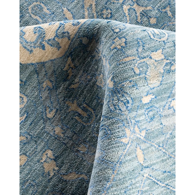 Ikat One-of-a-Kind Hand-Knotted Area Rug, Blue - 9' 0" x 12' 4"