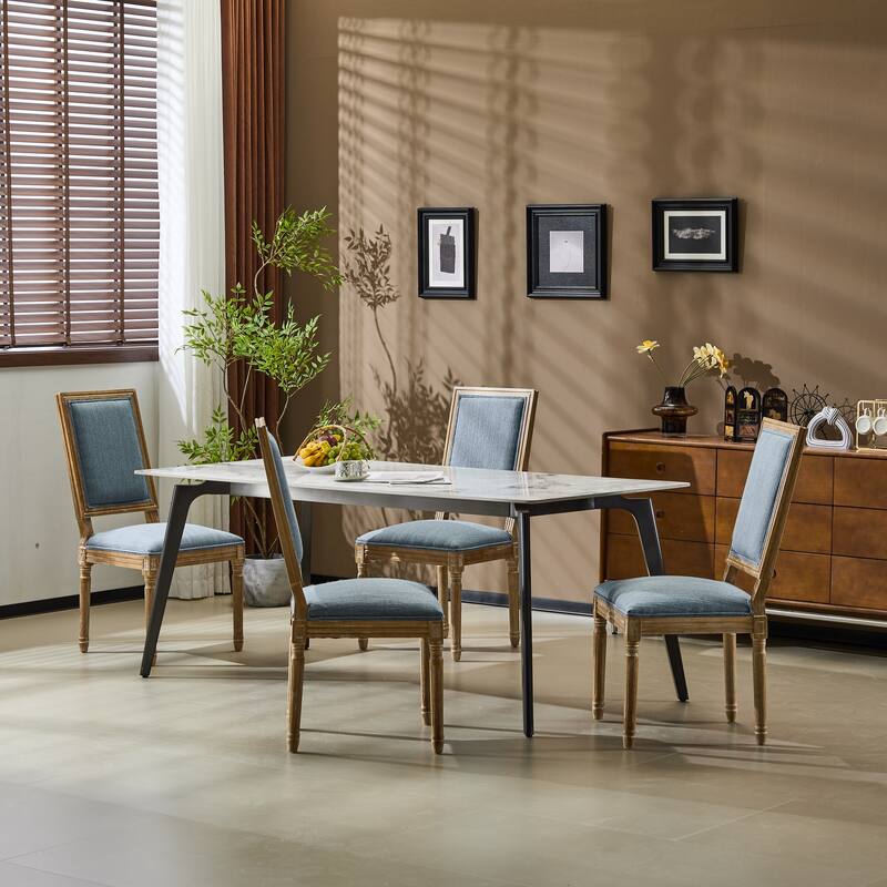 Modern 4 Piece Fabric Dining Chair with Backrest Cushions Wooden Legs for Dining Room Kitchen Living Room Bedroom