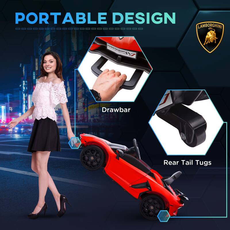 12V Lamborghini Veneno Ride-On Car with Bluetooth, Remote Control, Suspension, Butterfly Doors for Kids
