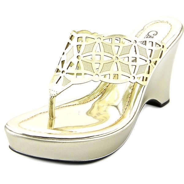 Carlos by Carlos Santana Madison Women Open Toe Synthetic Gold Thong Sandal
