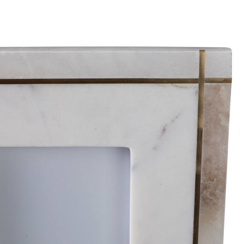 Marble Stone Frame with Inlaid Detail Modern Glam Decorative Accent