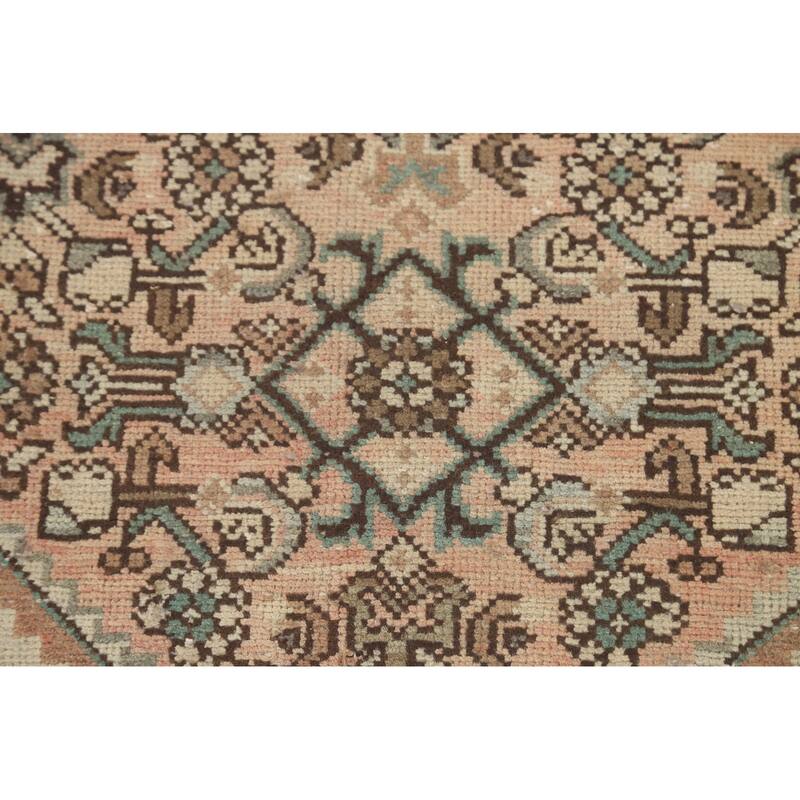 Hamedan Persian Vintage Runner Rug Hand-Knotted Wool Carpet - 3'5" x 9'11"