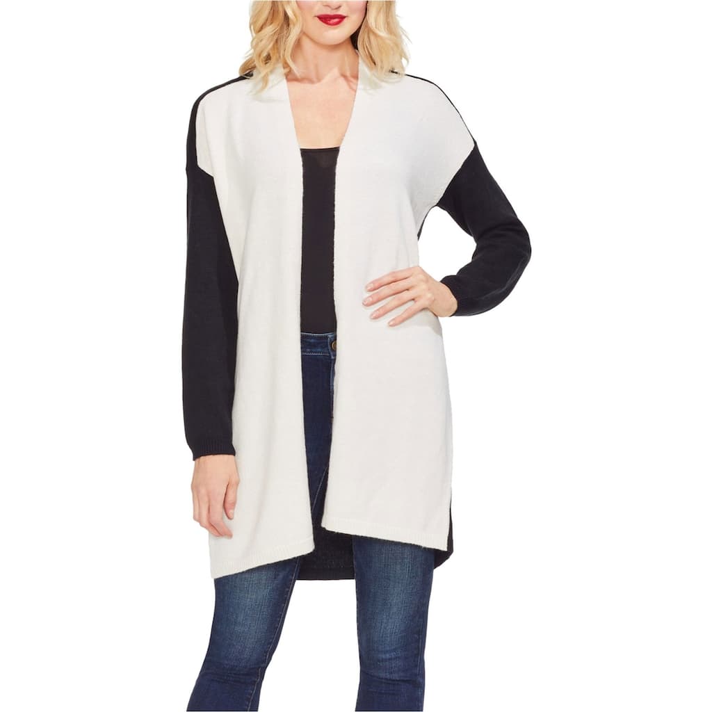 Vince Camuto Womens Colorblocked Cardigan Sweater,, White, X-Large