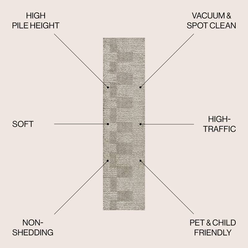 JONATHAN Y Elm Abstract Stripe Geometric Shag Area Rug