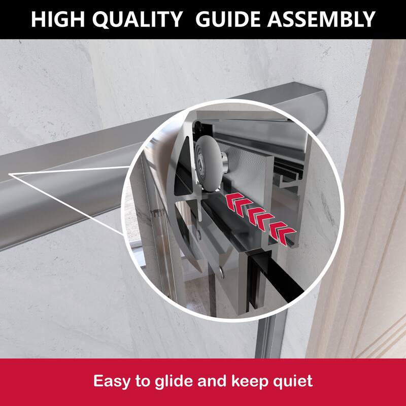 i-Homare 59'' W X 72'' H Semi-Frameless Double Sliding Shower Door with 2 Towel Bars