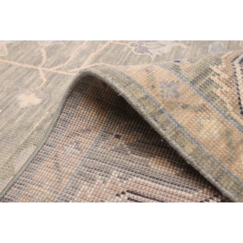 ECARPETGALLERY Hand-knotted Modern Oushak Dark Olive Green Wool Rug - 8'11 x 12'2