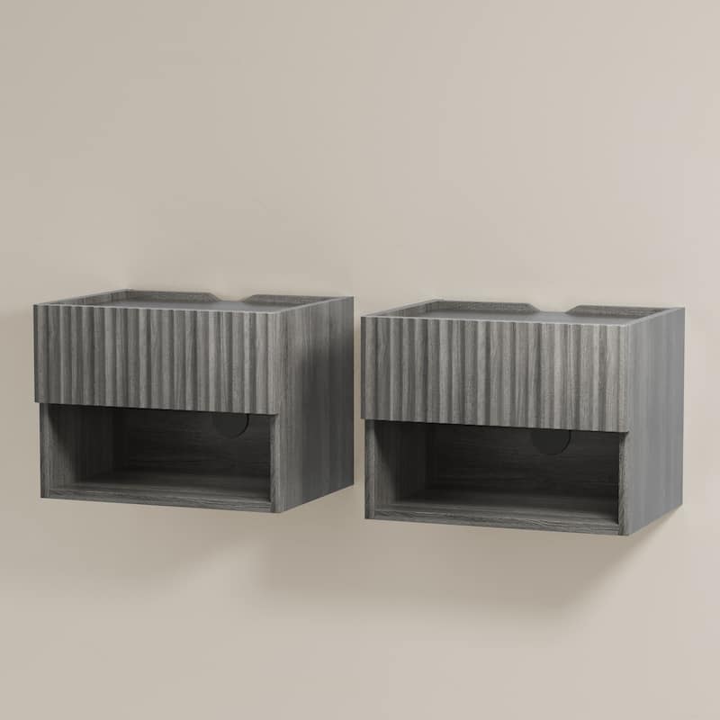 Modern Wall-Mounted Floating Nightstands with Drawer (Set of 2)