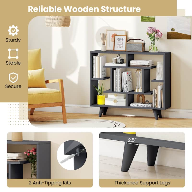 Gymax Bookshelf Geometric Bookcase w/ Anti-Tipping Kit Storage