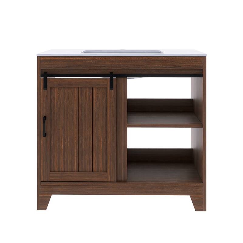 36" Freestanding Bathroom Vanity with Ceramic Sink - 35.83'' x 18.9'' x 33.46''