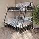 preview thumbnail 2 of 7, Twin over Full Metal Bunk Bed with Trundle and Full-Length Guardrail, Ladder