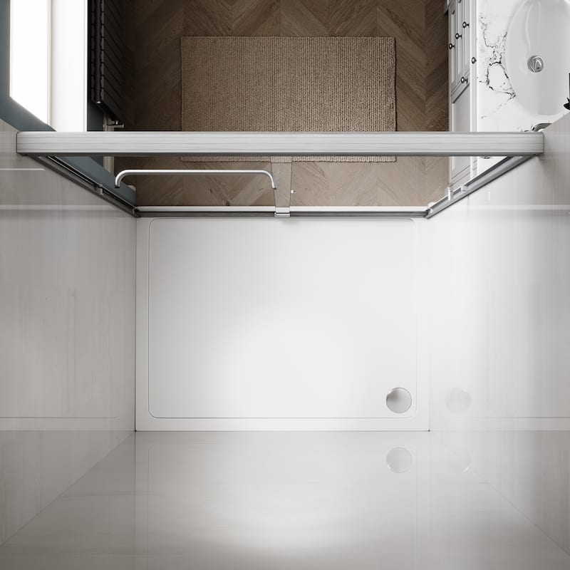 Elegant Double Sliding Shower Doors 54" W x 72" H in Brushed Nickel Finish Shower Glass Door with 1/4" Clear Glass - 54" x 72"