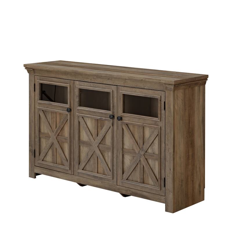 Farmhouse Sideboard Buffet Cabinet with Storage with 3 Doors, Kitchen Storage Cabinet, Coffee Bar Cabinet with Adjustable Shelf