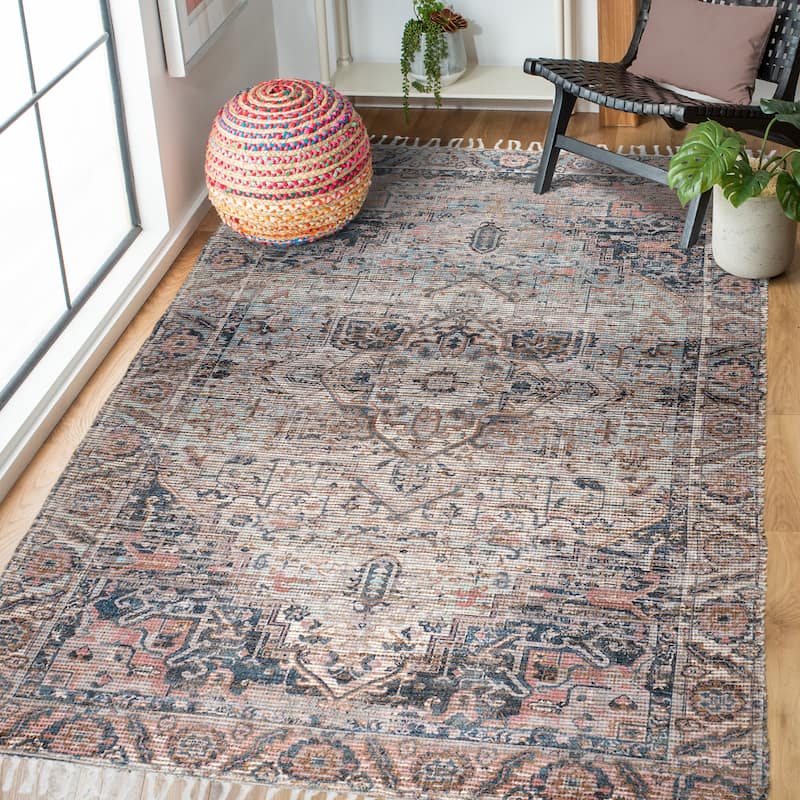 Carson Carrington Lugnvik Blue/Pink Jute Blend Flatweave Area Rug - 8' x 10'