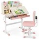 preview thumbnail 8 of 6, Gymax Pink Kids Desk & Chair Set Height Adjustable Children School