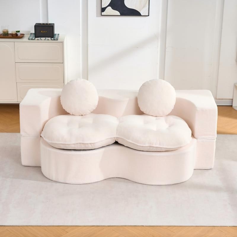 Corduroy Full Size Folding Futon Couch with Pillows for Living Room and Bedroom
