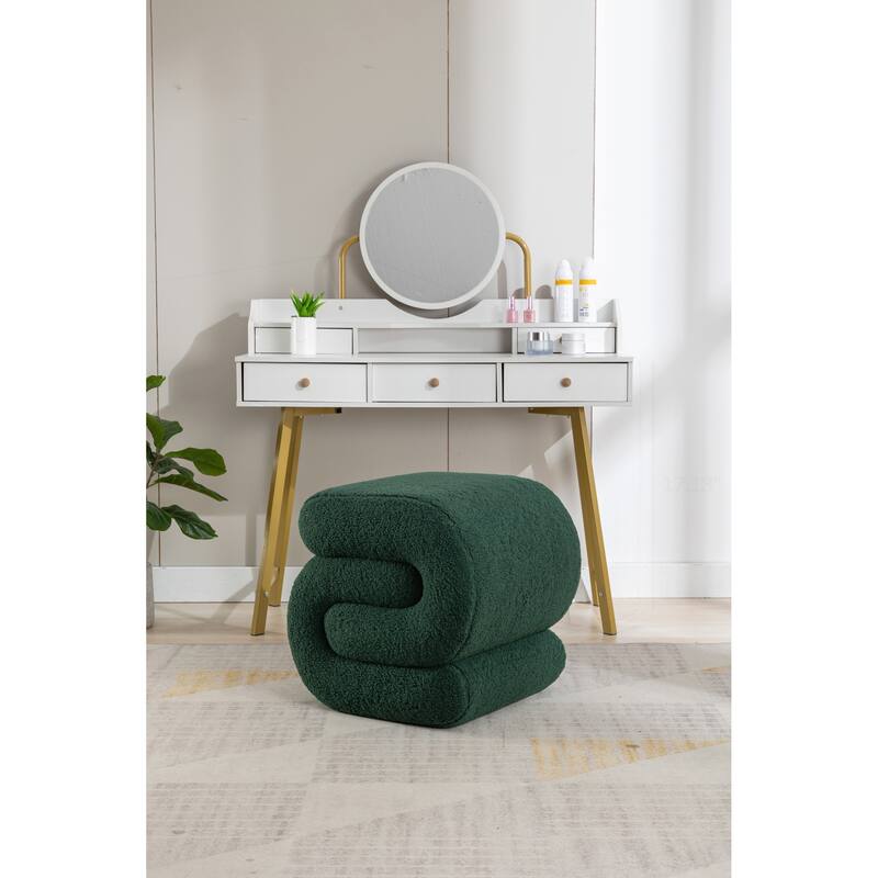 S-shape Teddy Fabric Ottoman
