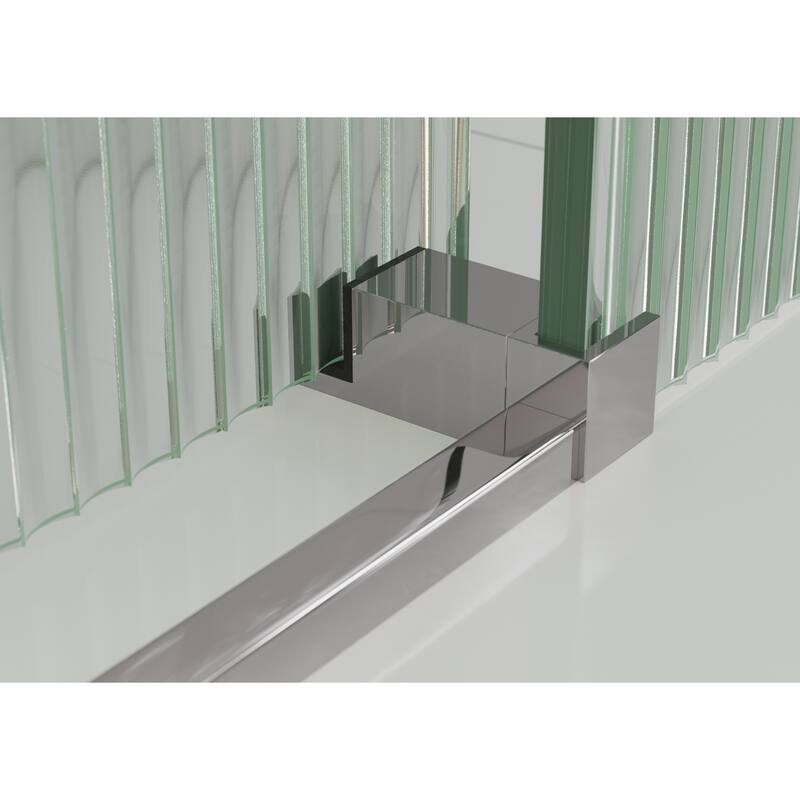 Galaxy 60 in. x 60 in. Fully Frameless Fluted Glass Sliding Bathtub Doors - Righthand